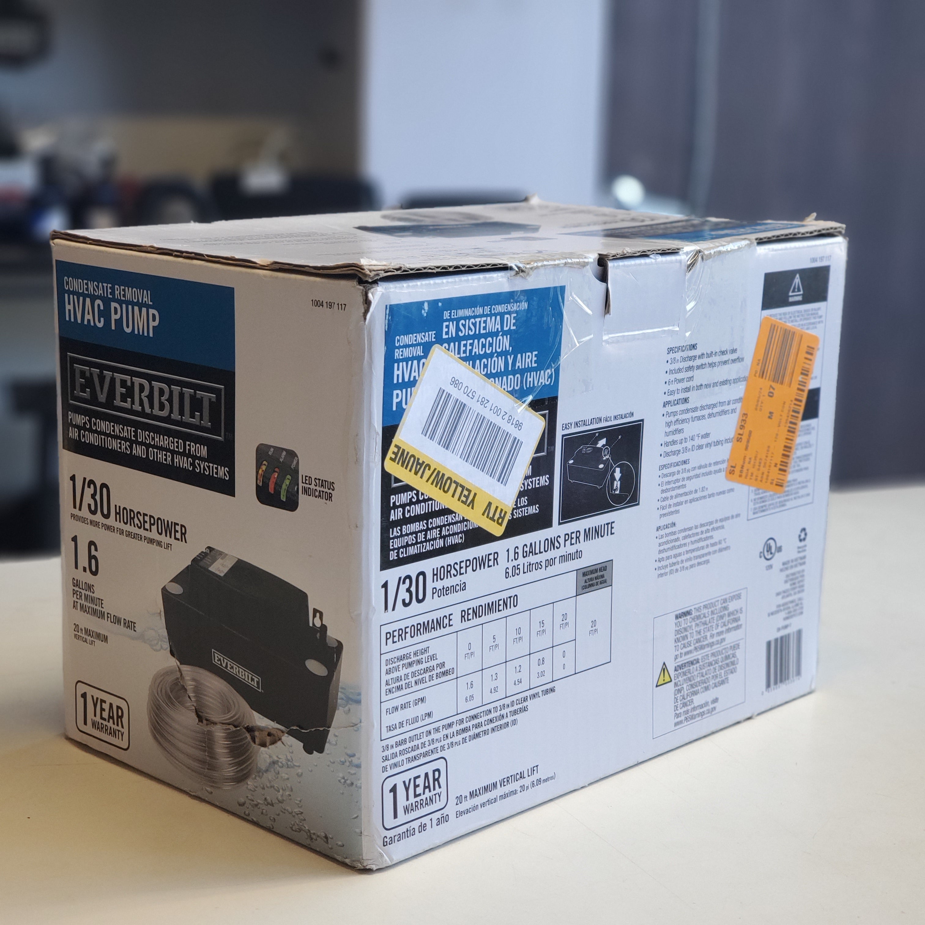 120-VOLT CONDENSATE REMOVAL PUMP (EB-PUMP-T) 120-VOLT CONDENSATE REMOVAL PUMP (EB-PUMP-T)